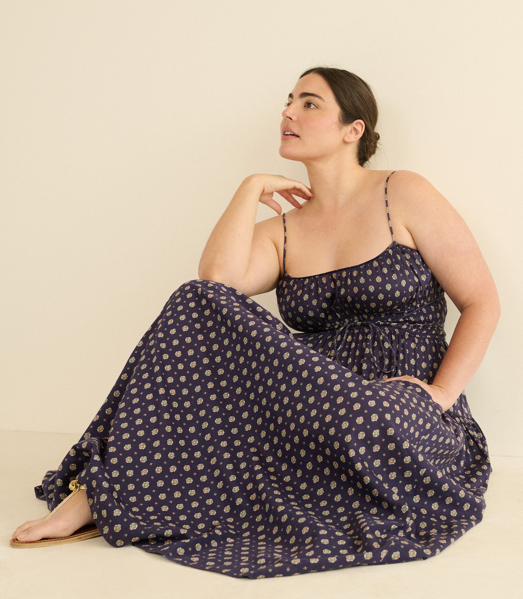 SAFIA DRESS -- NAVY CADIZ FOULARD view 8
