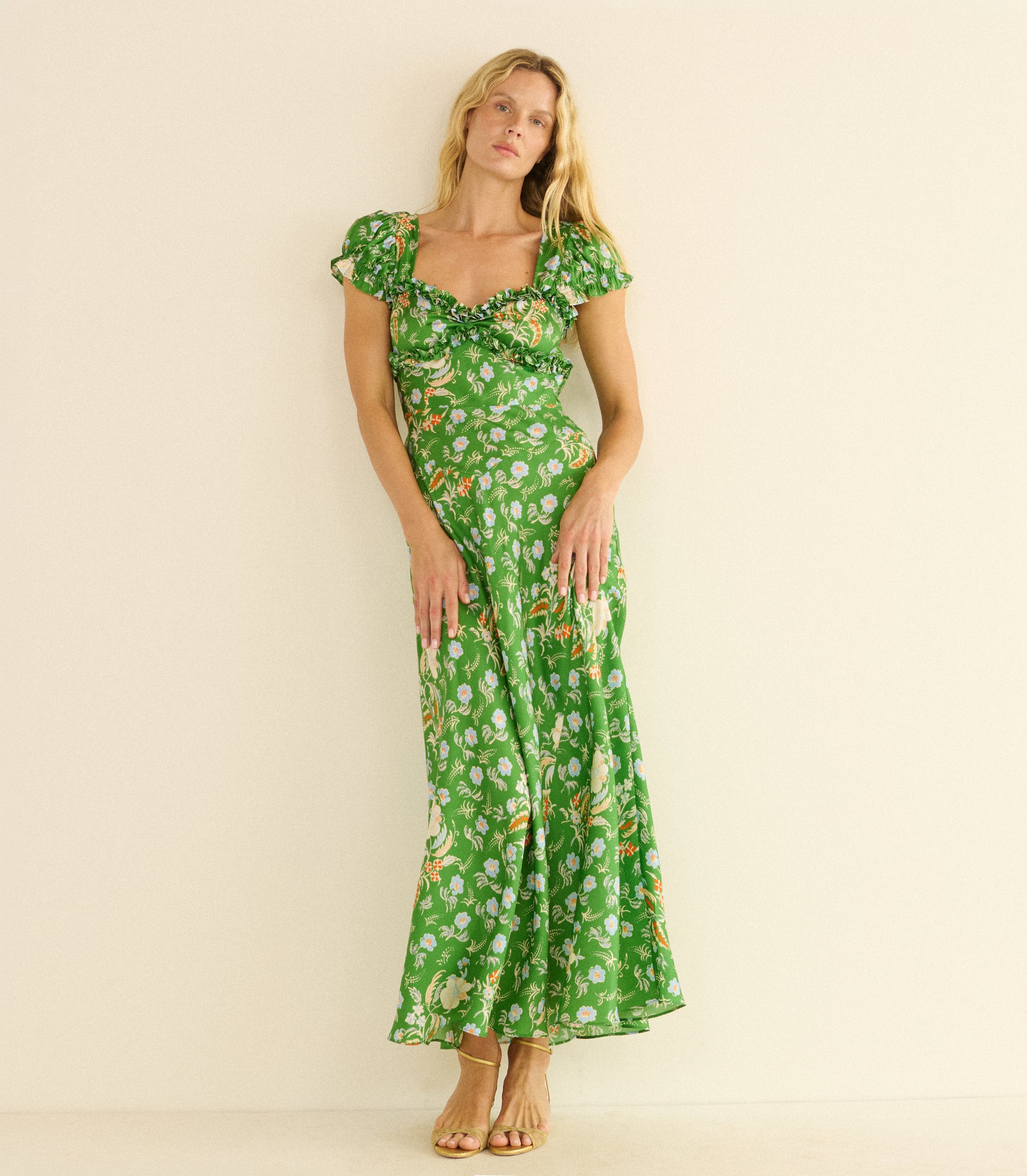 VALERINE DRESS -- EMERALD HOLLYHOCK HILLS view 5
