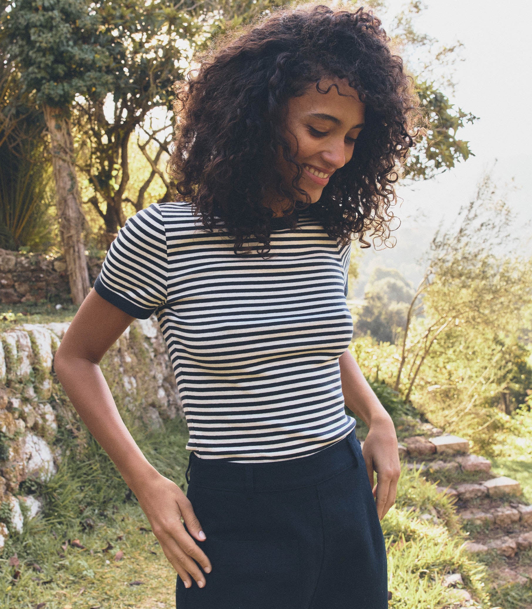 HMD -- VIVI TEE -- NAVY NANTUCKET STRIPE view 2
