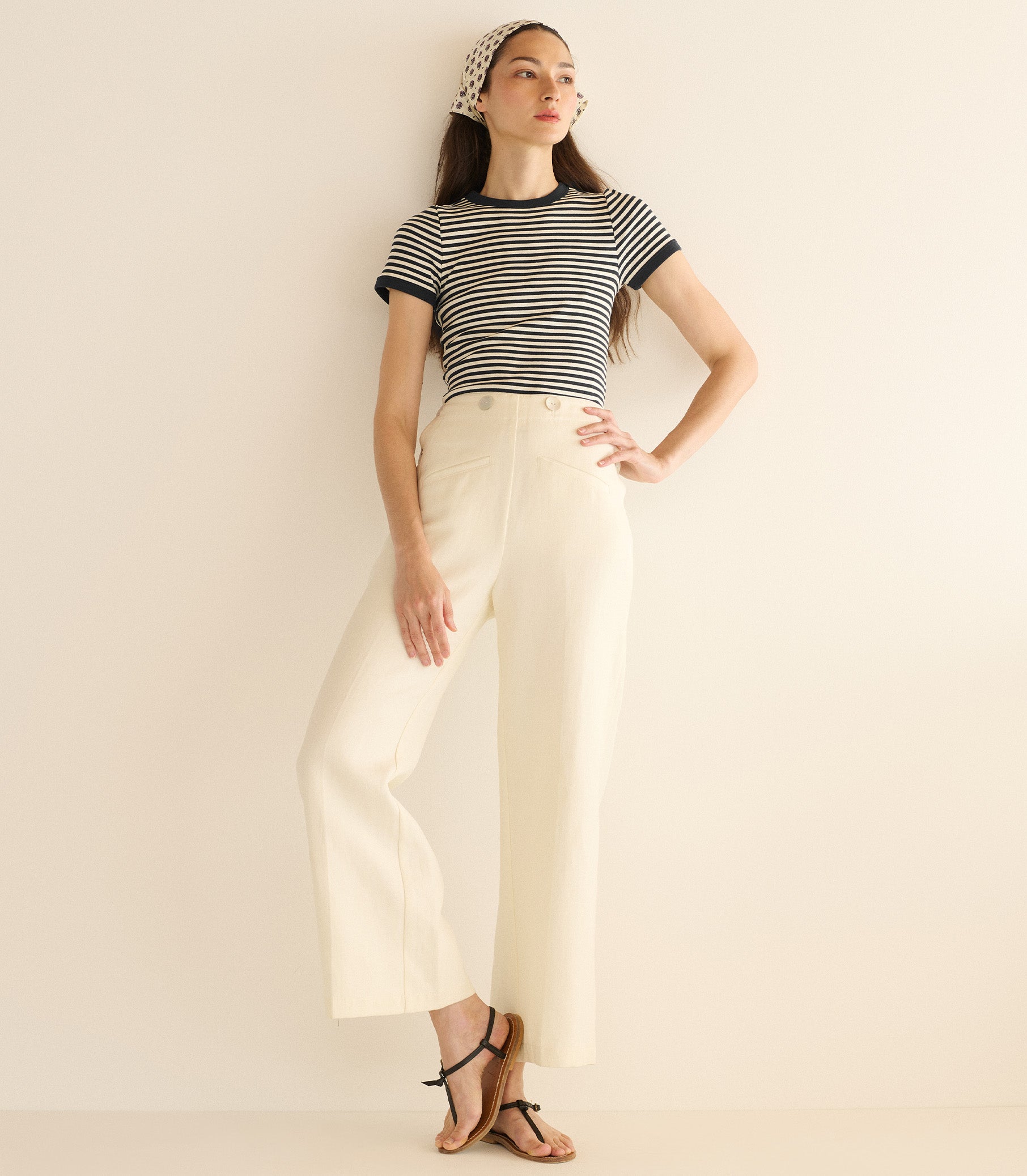 VIVI TEE -- BLACK NANTUCKET STRIPE view 2
