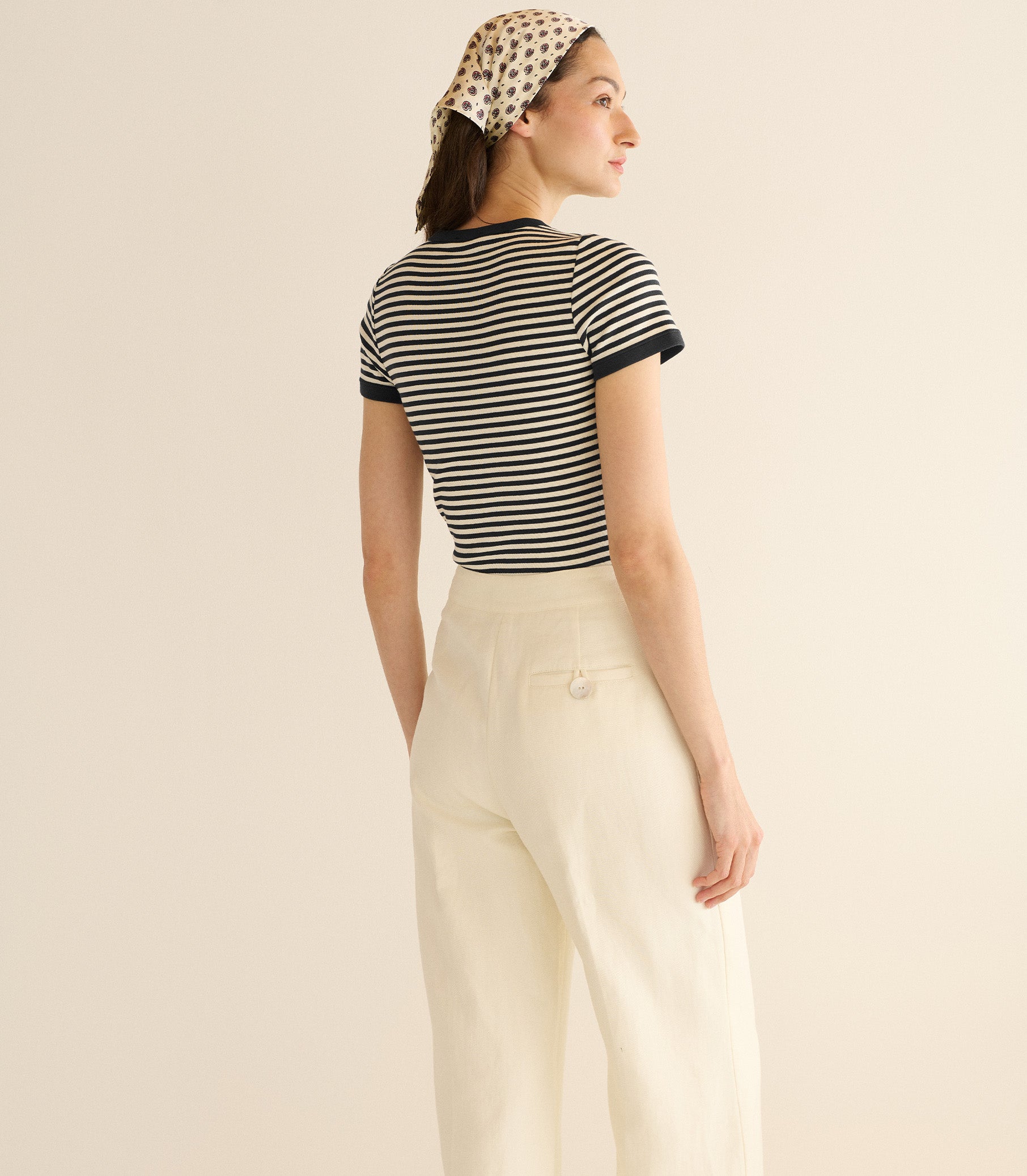 VIVI TEE -- BLACK NANTUCKET STRIPE view 3
