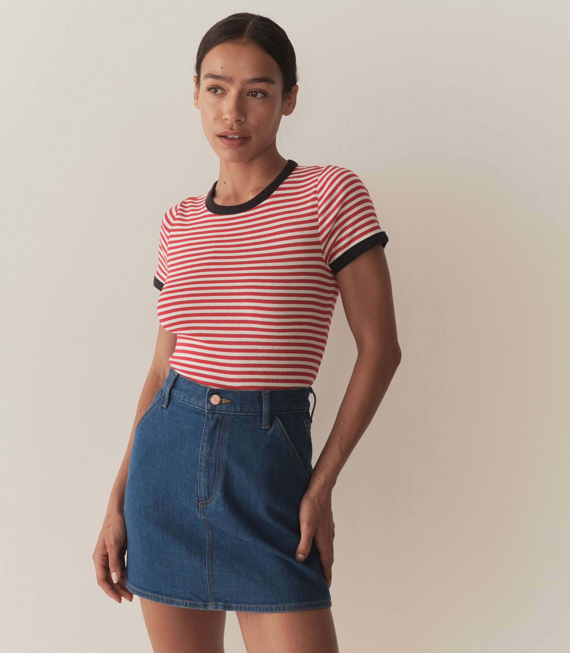 VIVI TEE -- ROUGE NANTUCKET STRIPE view 1
