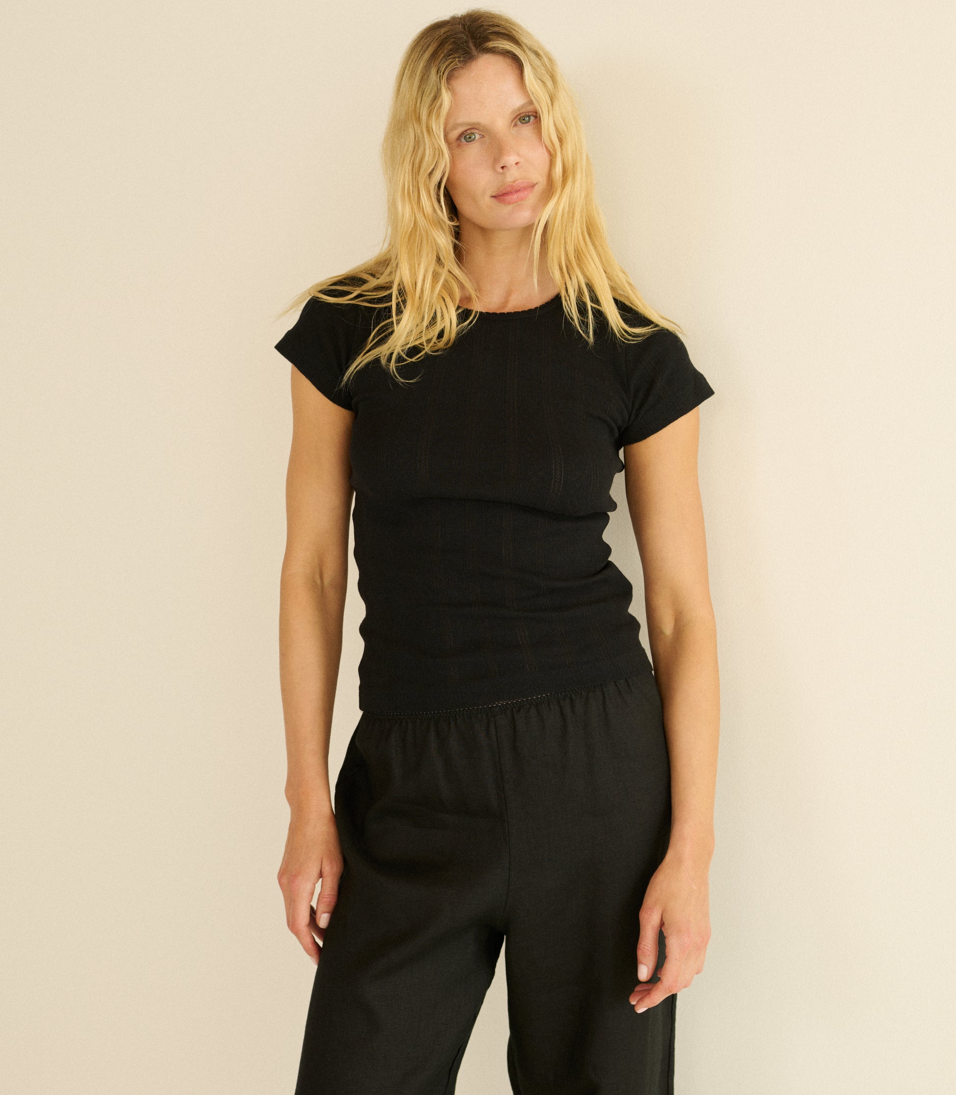 VIVI TEE -- BLACK QUELLE JOLIE POINTELLE view 1

