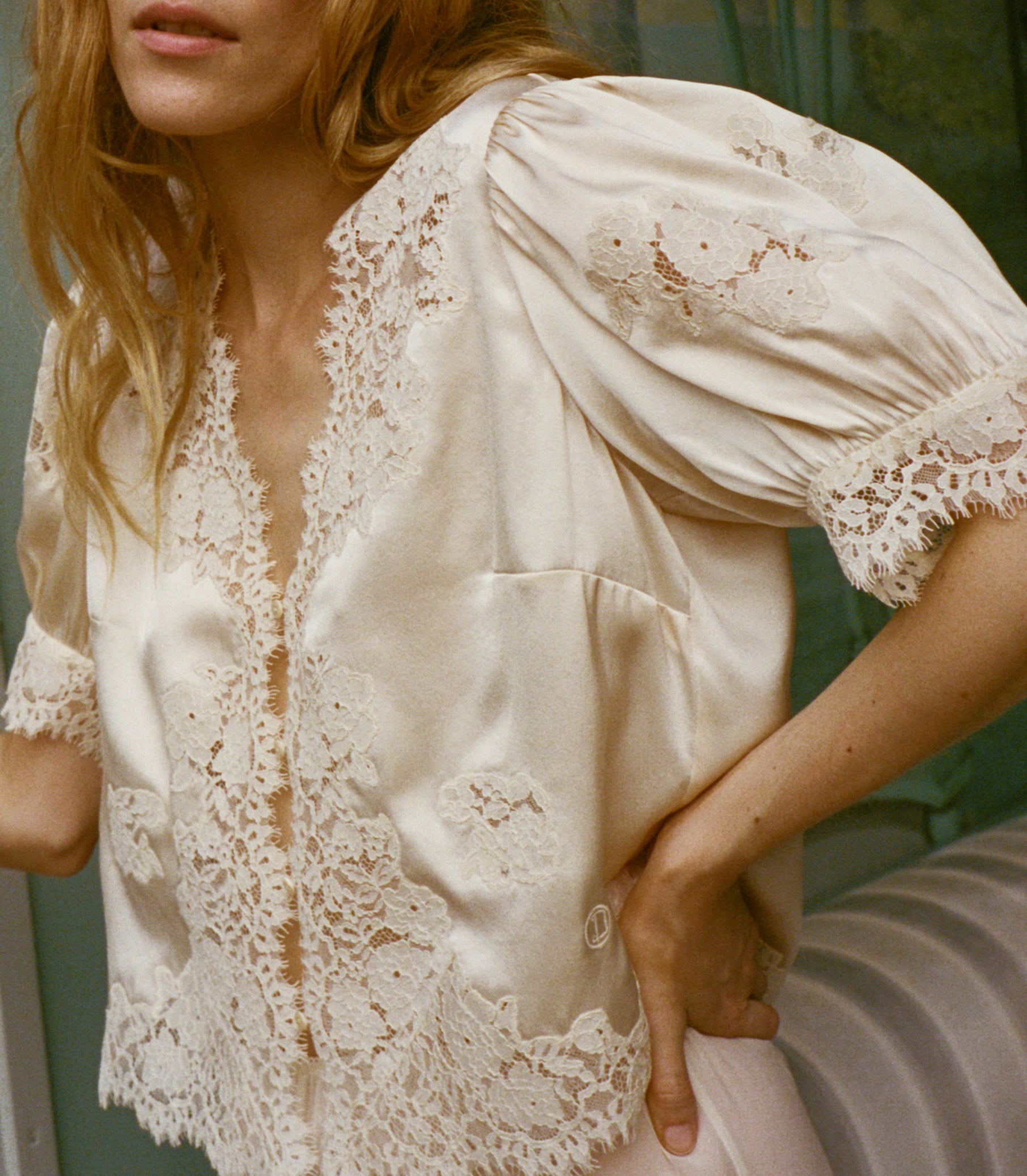 IDELLA SILK SATIN TOP -- CANDLELIGHT view 2
