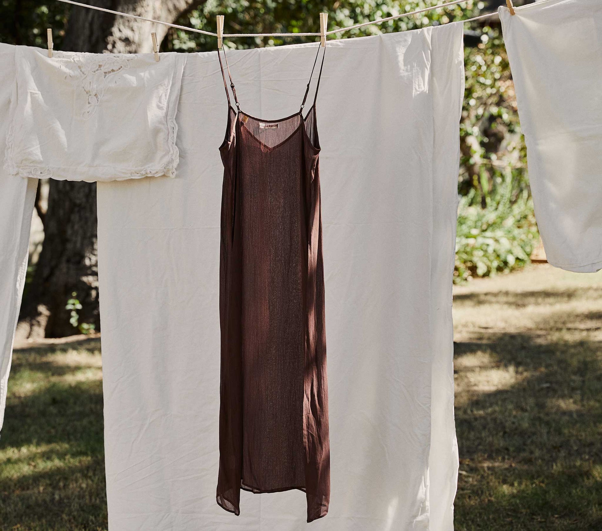 LONG DEEP V-NECK SLIP -- UMBER view 1
