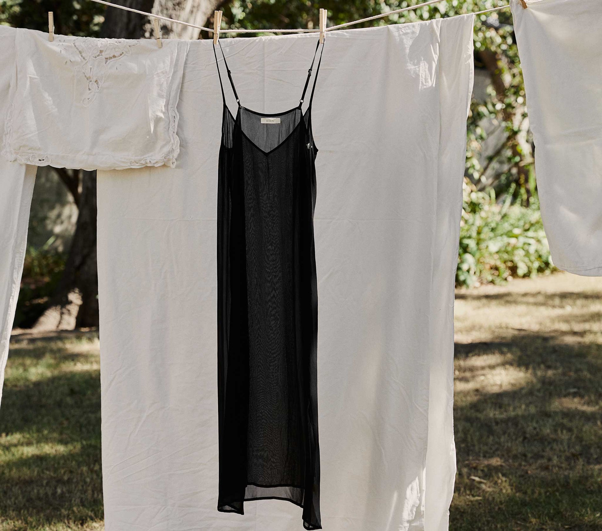 LONG DEEP V-NECK SLIP -- BLACK view 1
