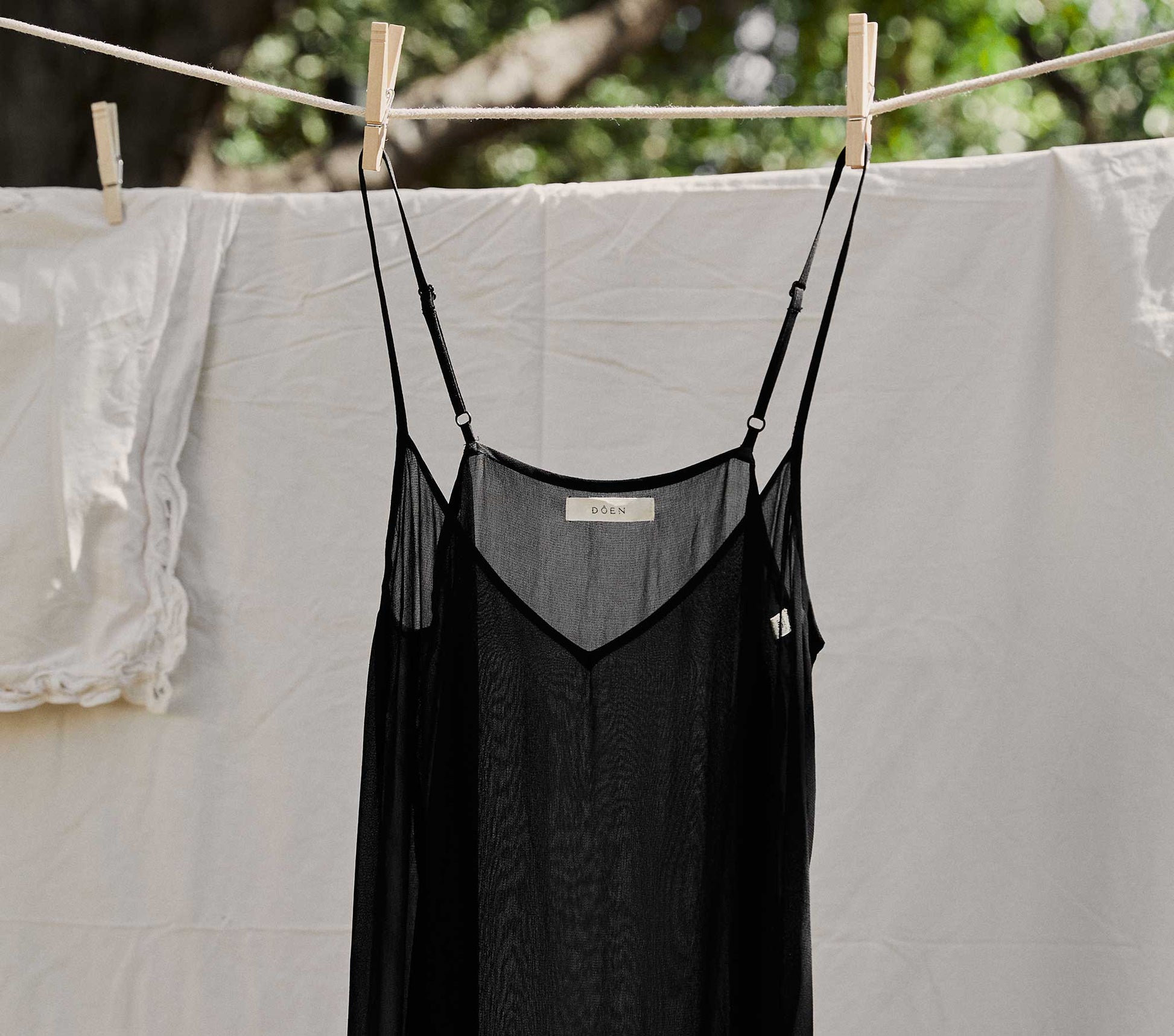 LONG DEEP V-NECK SLIP -- BLACK view 2
