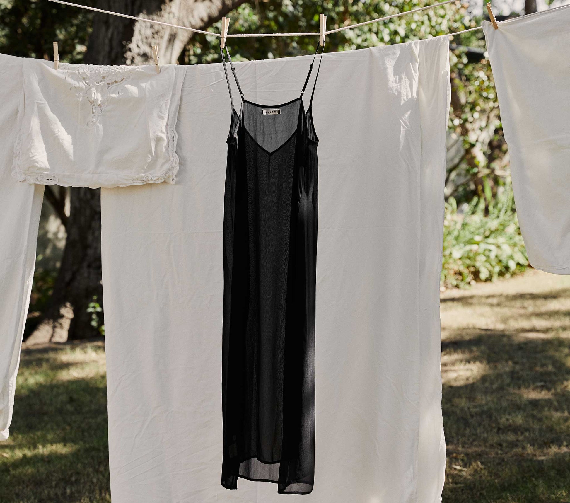 LONG DEEP V-NECK SLIP -- BLACK view 3
