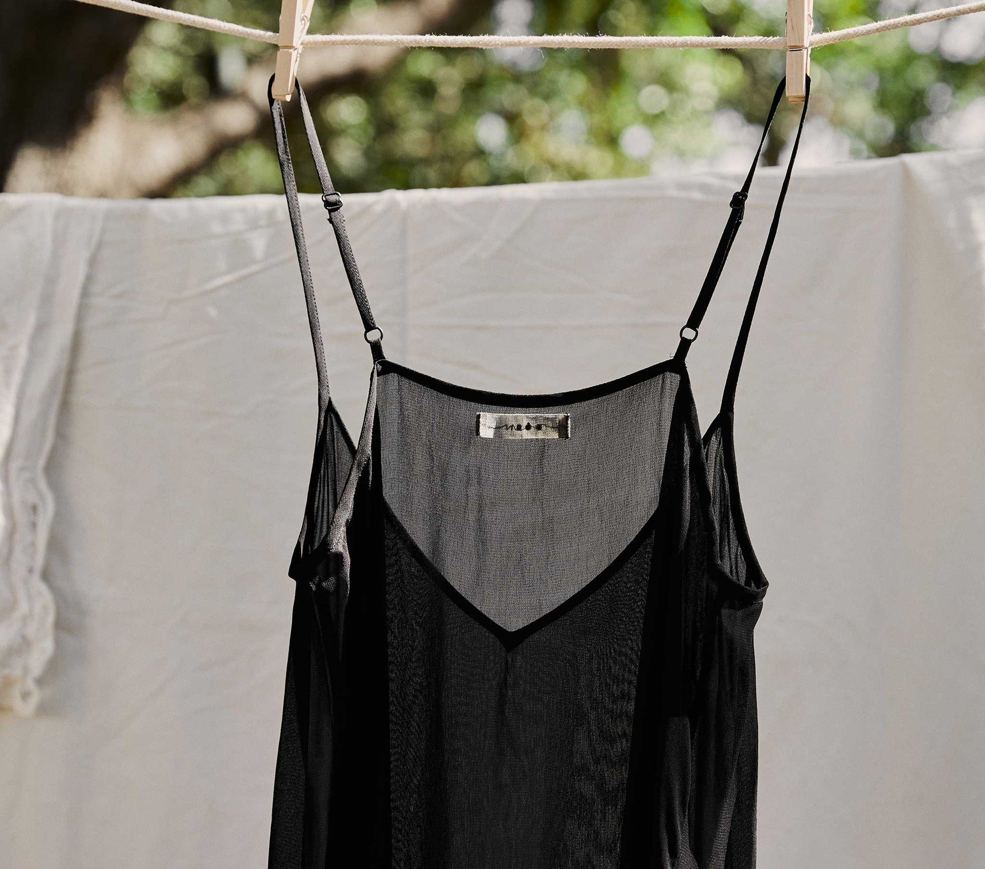 LONG DEEP V-NECK SLIP -- BLACK view 4
