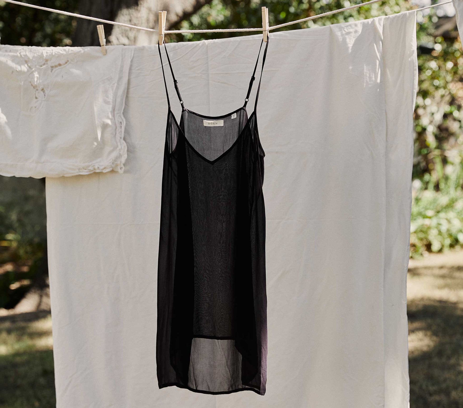 SHORT DEEP V-NECK SLIP -- BLACK view 1

